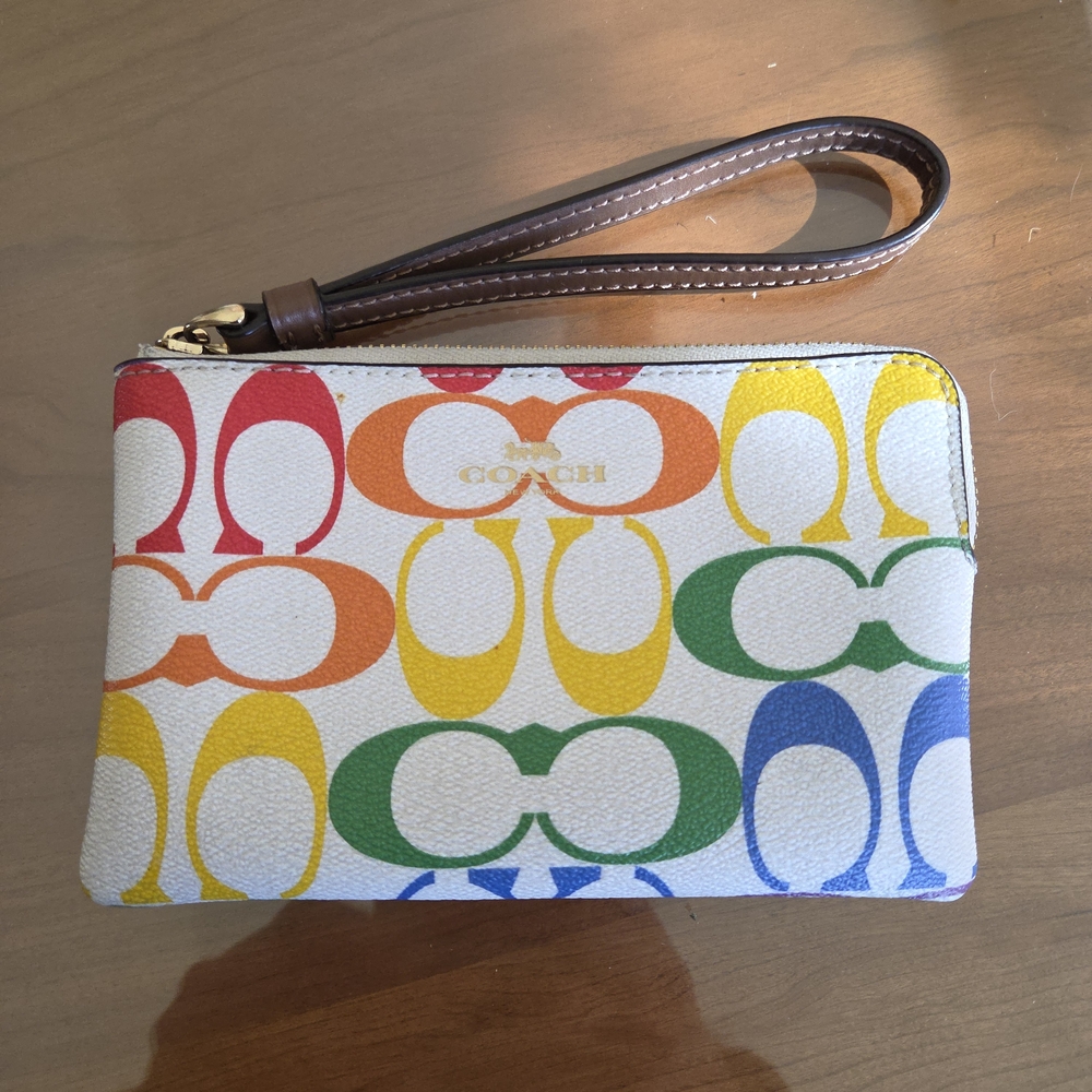 Coach Multicolor Rainbow Signature Wristlet